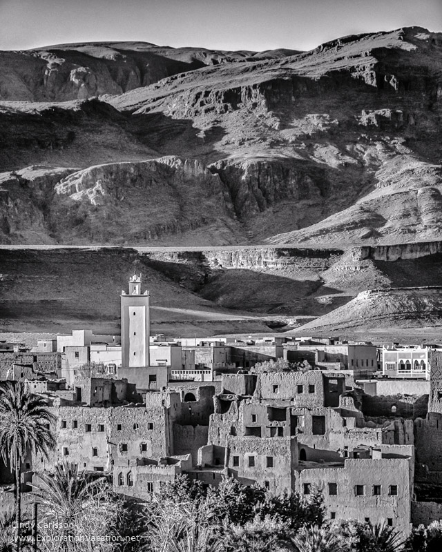 Village in Morocco below the mountains 
